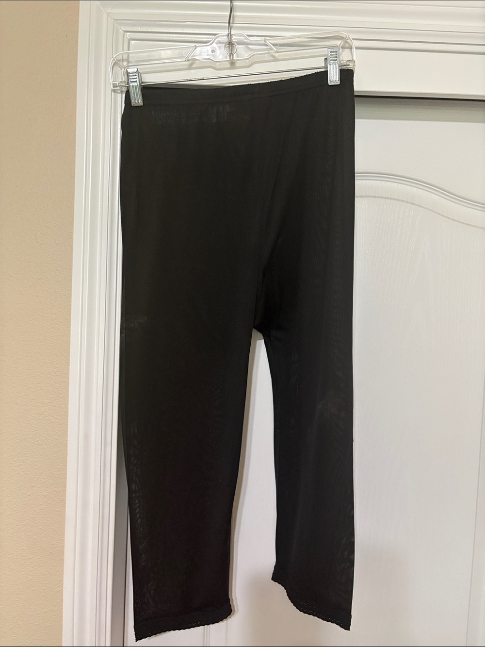 WinterSilks Pajama Pants women small black silk lace cuff sleepwear base